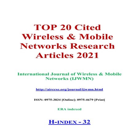 TOP 20 Cited Wireless & Mobile Networks Research Articles 2021