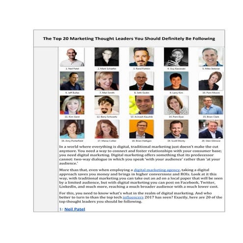 Top 20 Marketing Thought Leaders You Should Definitely Be Following