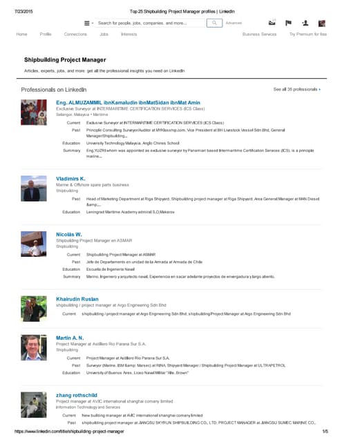 Top 25 shipbuilding project manager