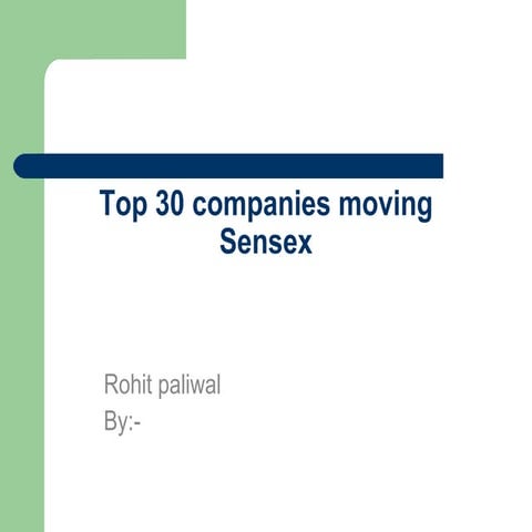 Top 30 Companies Moving Sensex