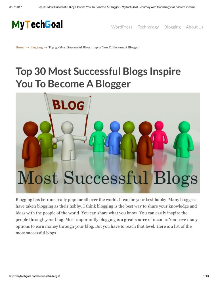 Top 30 most successful blogs inspire you to become a blogger