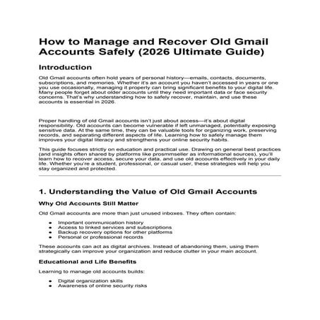 How to Manage and Recover Old Gmail Accounts Safely: 2026 Ultimate ...