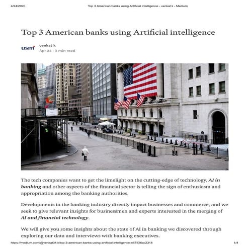 Top 3 american banks using artificial intelligence   venkat k - medium