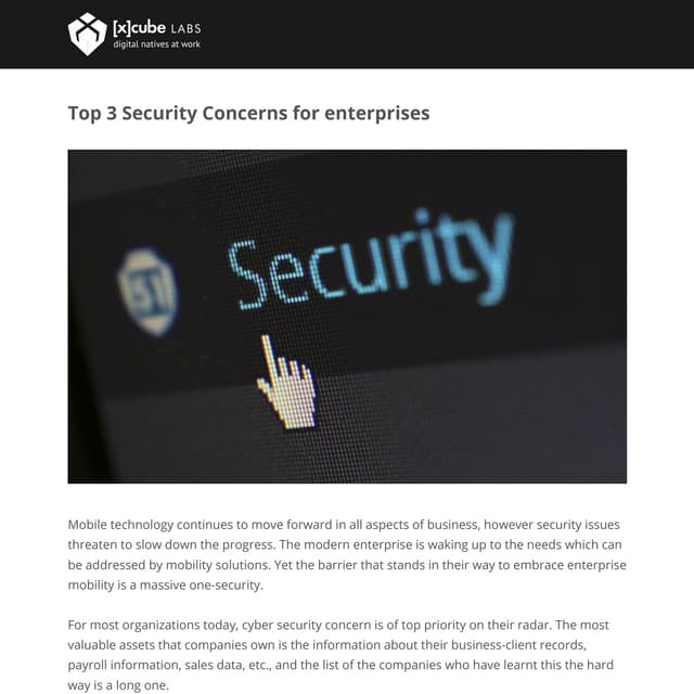 Top 3 security concerns for enterprises