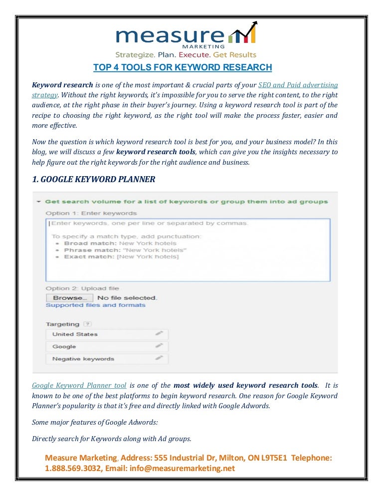 Top 4 Tools For Keyword Research