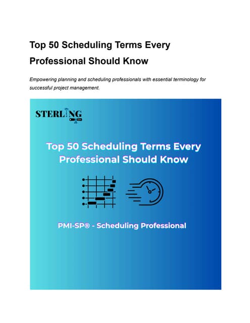 Top 50 Scheduling Terms Every Planning and Scheduling Professional ...