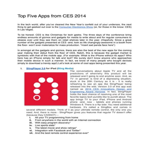 TOP 5 apps from CES 2014