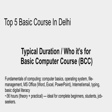 Top 5 Basic computer Courses In Delhi BCC | PPTX