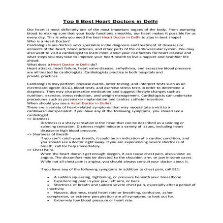 Top 5 best heart doctors in delhi