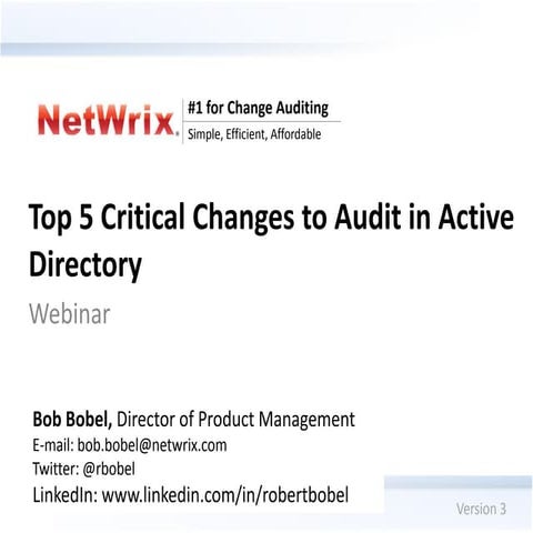 Top 5 critical changes to audit for active directory