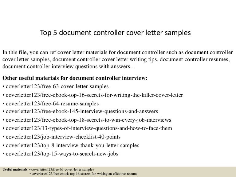 Top 5 document controller cover letter samples Top 5 document controller cover letter samples