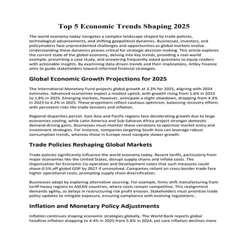 Title slide, “World Economy Today: Trends, Challenges & Opportunities ...