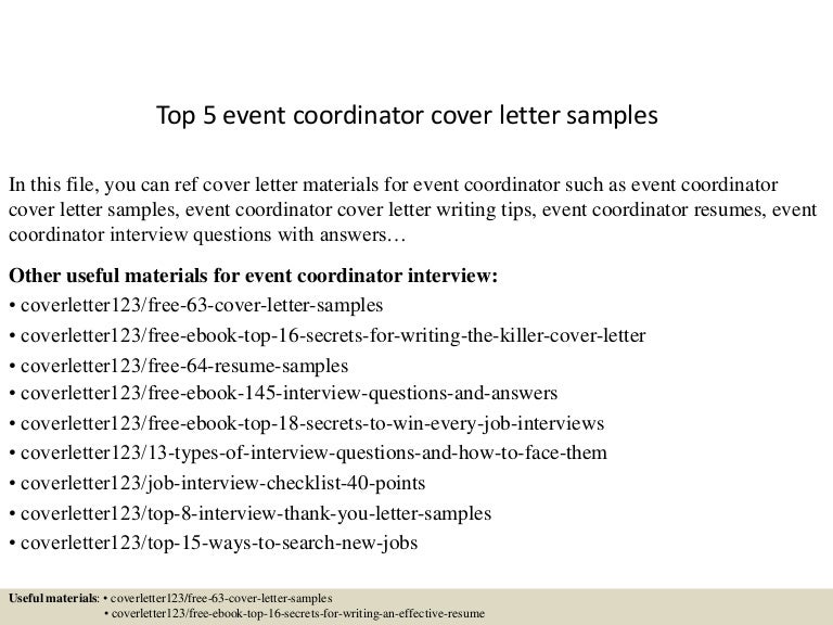Top 5 event coordinator cover letter samples