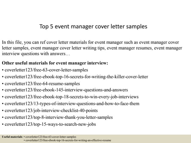 events manager cover letter cover letter sa