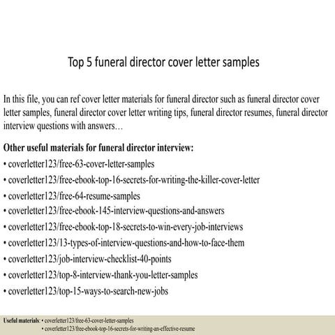 Top 5 funeral director cover letter samples