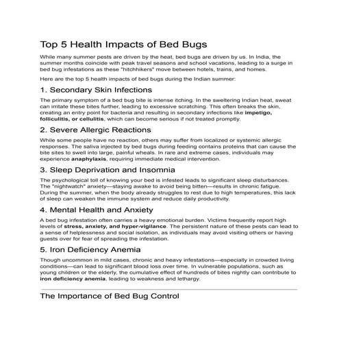 Top 5 Health Impacts of Bed Bugs During Indian Summer and Control ...