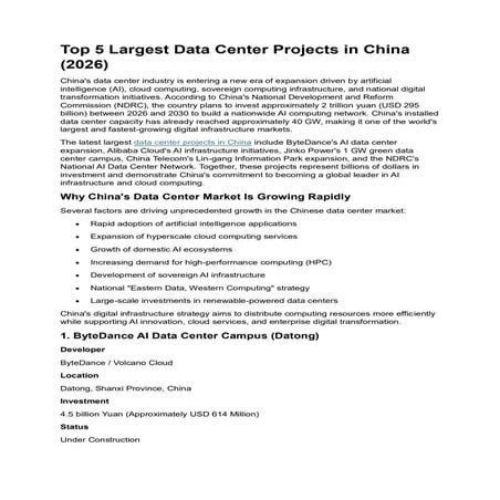 Top 5 Largest Data Center Projects in China Driving AI and Cloud ...