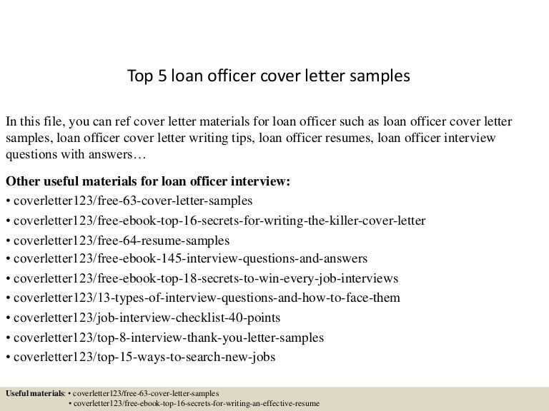 Top 5 loan officer cover letter samples