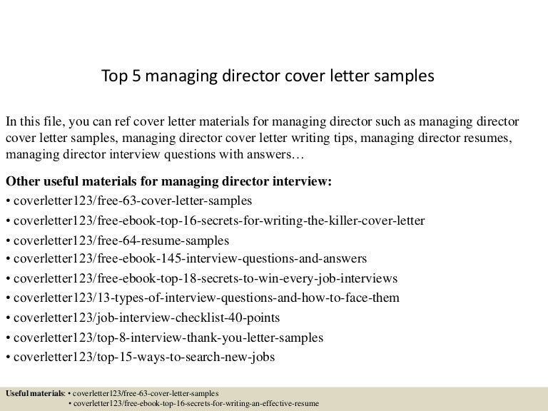 Top 5 Managing Director Cover Letter Samples