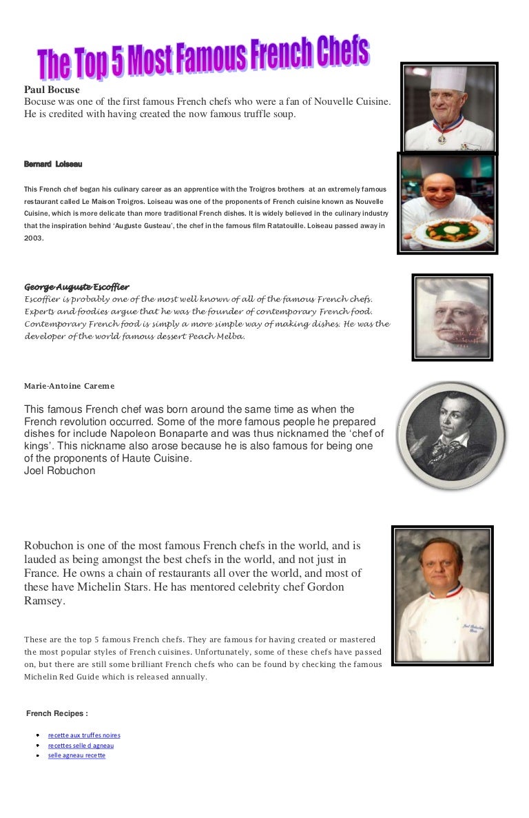 Top 5 most famous french chefs