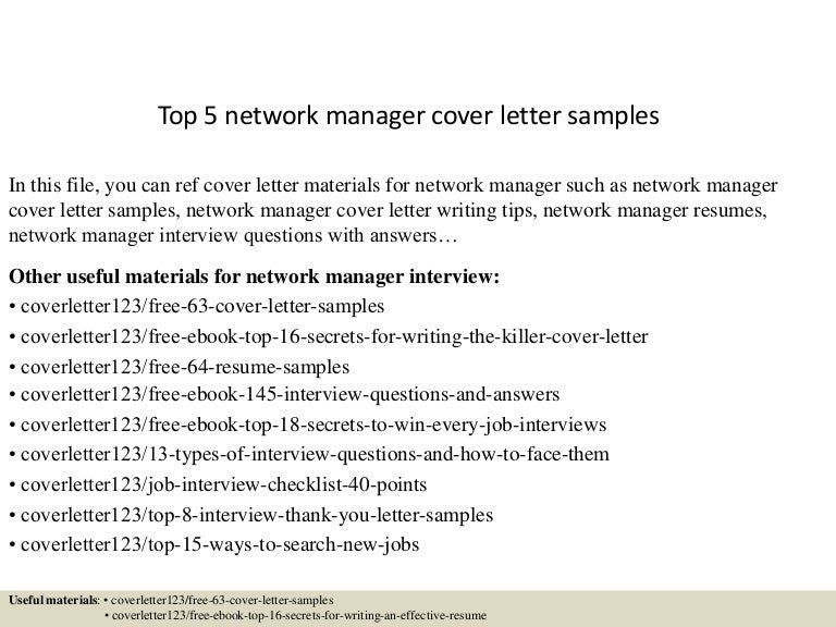 top 5 network manager cover letter samples
