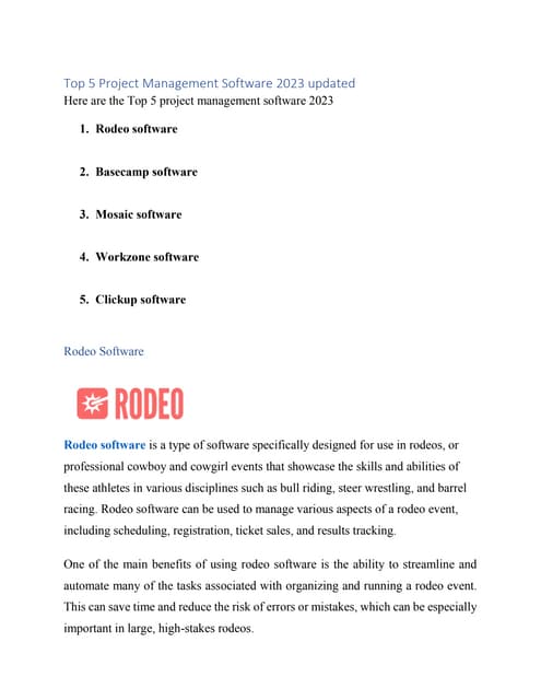 Top 5 Project Management Software 2023 Updated Pdf Top 5 Project Management Software 2023 Updated Pdf