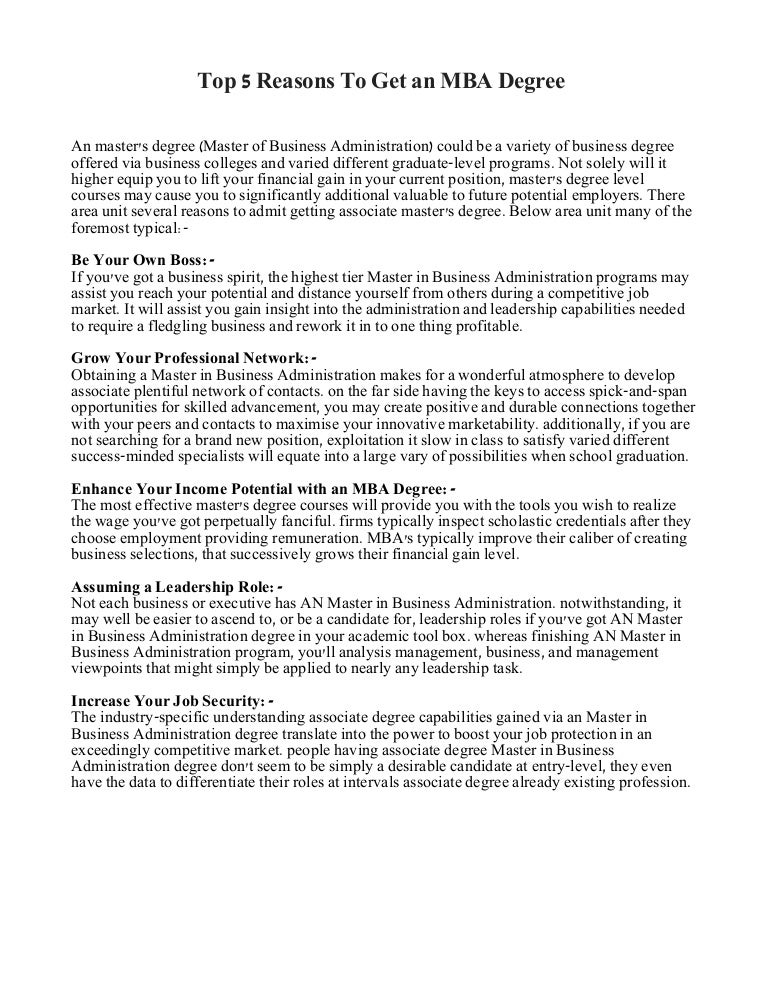 Top 5 reasons to get an mba degree
