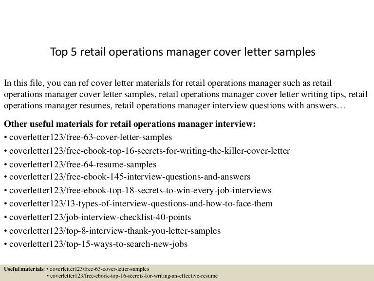 top 5 retail operations manager cover letter samples retail operations manager resume