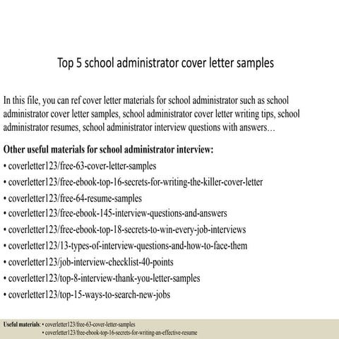 Top 5 school administrator cover letter samples
