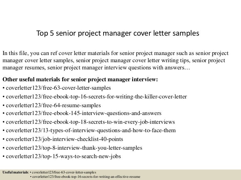 sample cover letter for project manager