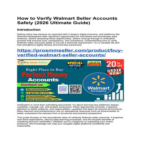 2026 Ultimate Guide to Safely Verifying Walmart Seller Accounts | DOCX
