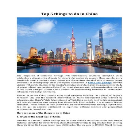 Tourist attractions in china | PDF