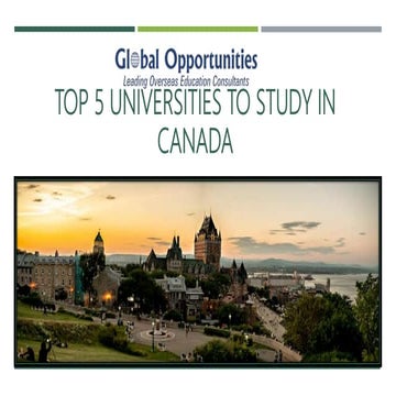 Top 5 Universities to Study in Canada | PPT