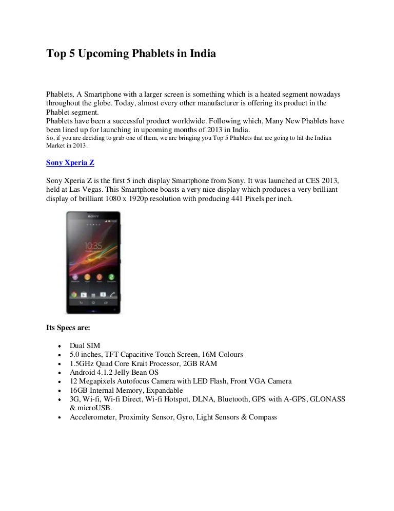 Top 5 upcoming phablets in india