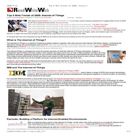 Top 5 Web Trends Of 2009  Internet Of Things