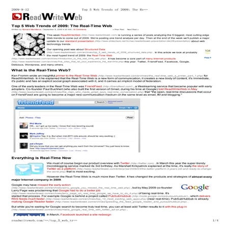 Top 5 Web Trends Of 2009  The Real Time Web