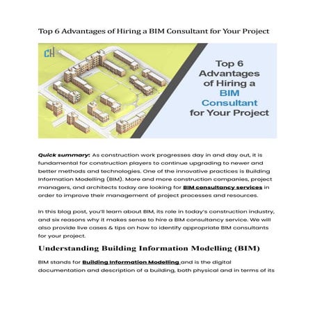 Top 6 Advantages of Hiring a BIM Consultant for Your Project.