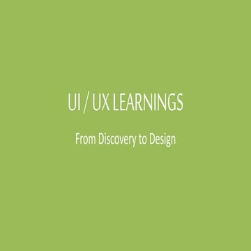 UI/UX Learning: From Discovery to Design