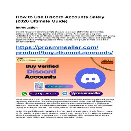 Ultimate 2026 Guide to Using Discord Accounts Safely and Effectively | PDF