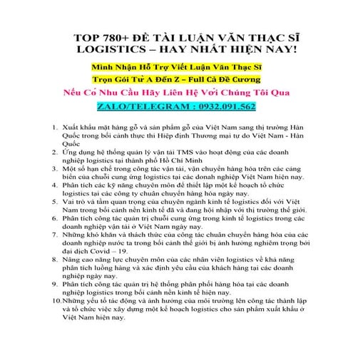 Top 780+ Đề Tài Luận Văn Thạc Sĩ Logistics – Hay Nhất Hiện Nay!