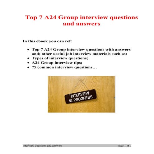 Top 7 a24 group interview questions and answers