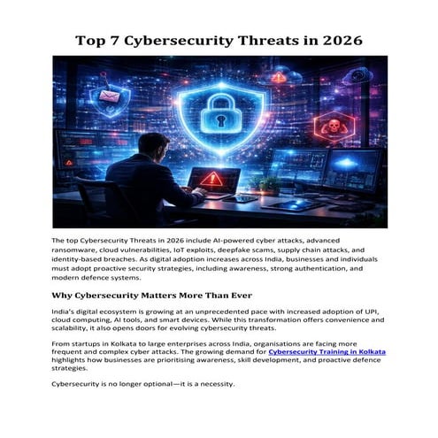 Top 7 Cybersecurity Threats in 2026 (Complete Guide) | PDF