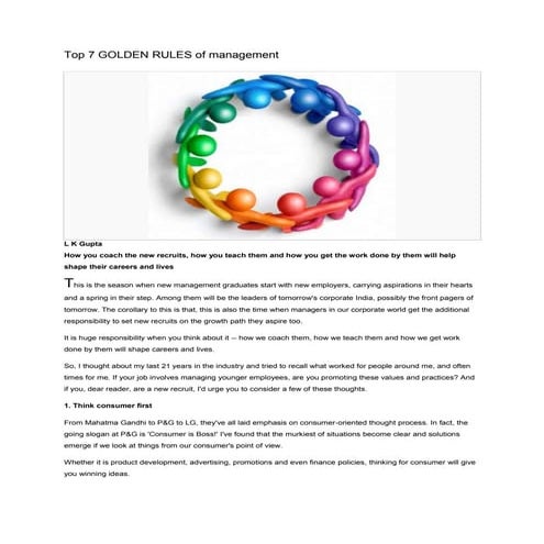 Top 7 golden rules of management