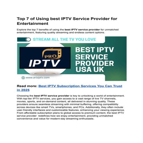 Top 7 of Using best IPTV Service Provider for Entertainment.pdf