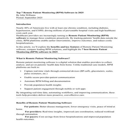 The Role of Remote Patient Monitoring Software in Managing Chronic ...