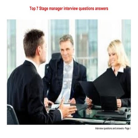 Top 7 stage manager interview questions answers