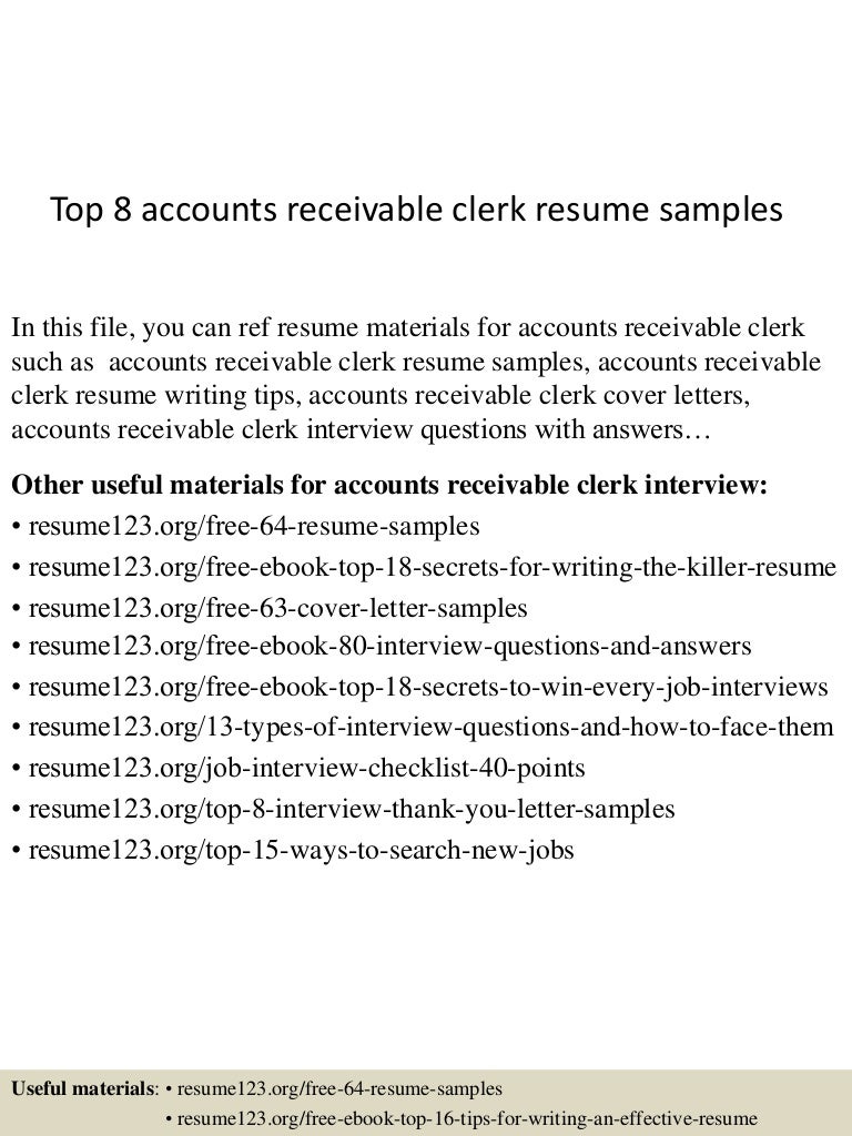 sample resume for accounts receivable clerk
