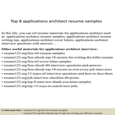 Top 8 applications architect resume samples