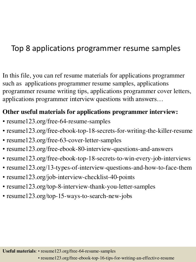 applications programmer resume