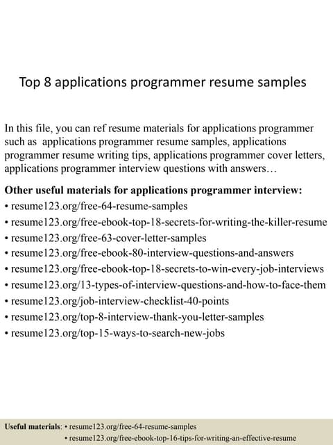 applications programmer resume
